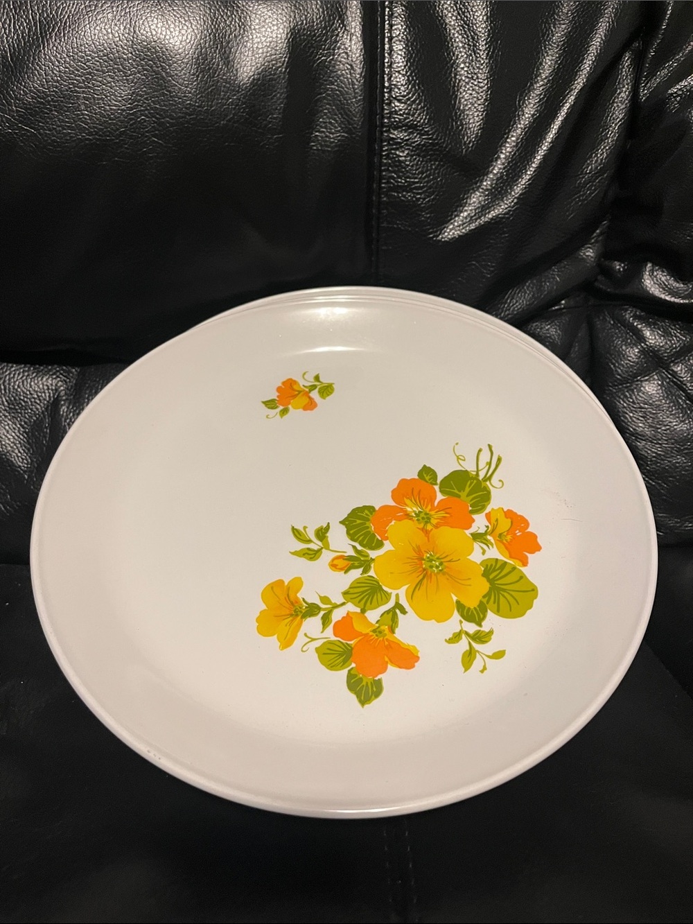 Vintage Johnson Brother White Dinner plates 7set Floral Yellow and Orange Flower